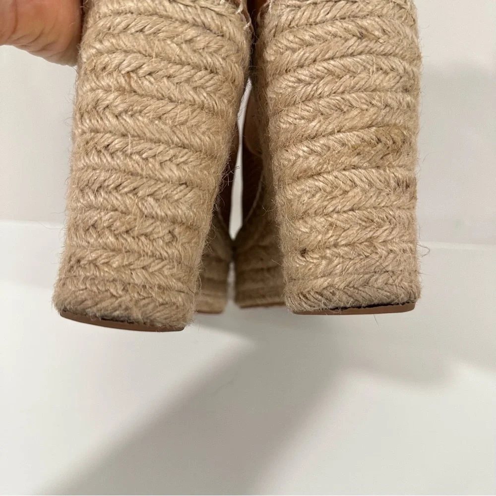 Marc Fisher Annie Perforated Wedge Platform Espadrille Blush Suede Size 8